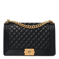 Lambskin Quilted New Medium Boy Flap Black