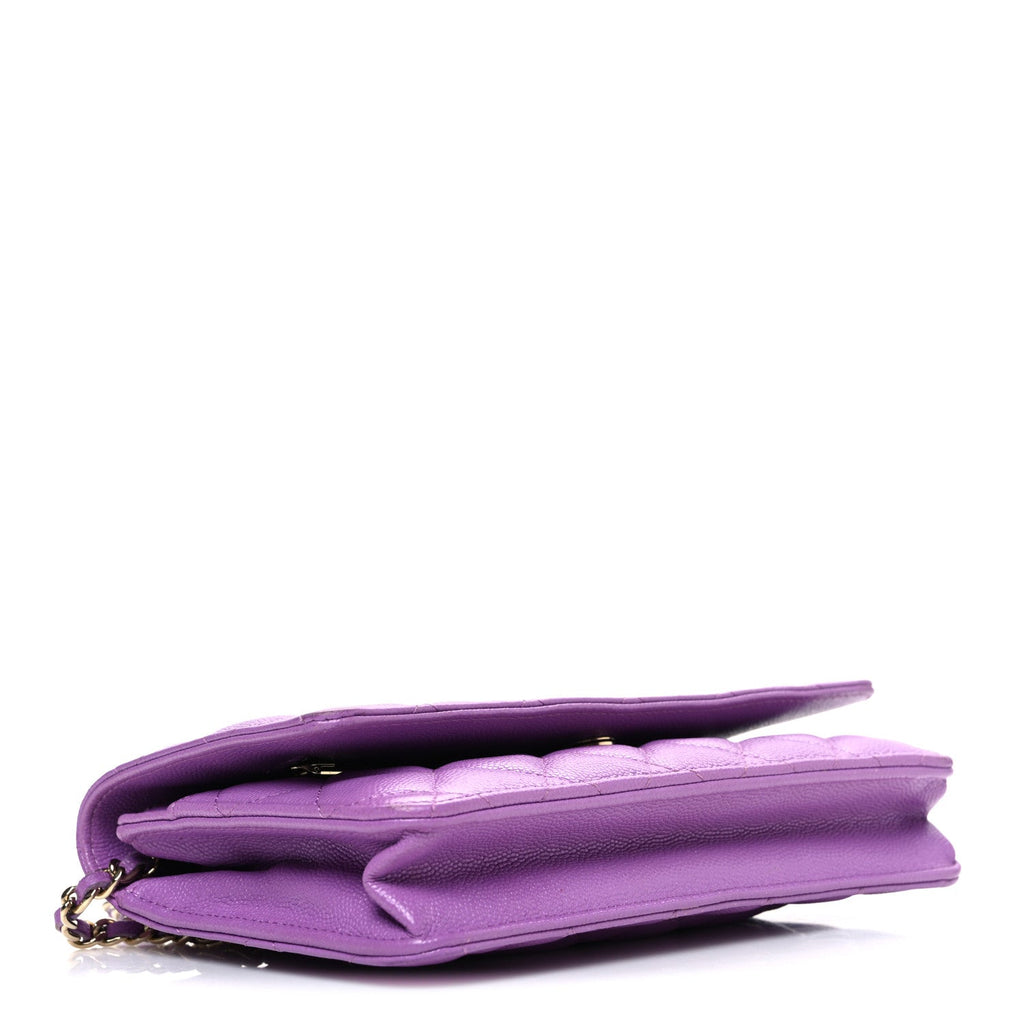 Caviar Quilted Wallet On Chain WOC Purple