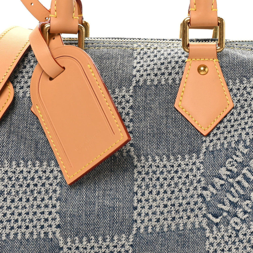 Damier Denim 3D Speedy Bandouliere 25 Bleu