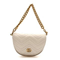 Calfskin Matelasse Mini GG Marmont Chain Belt Bag Mystic White