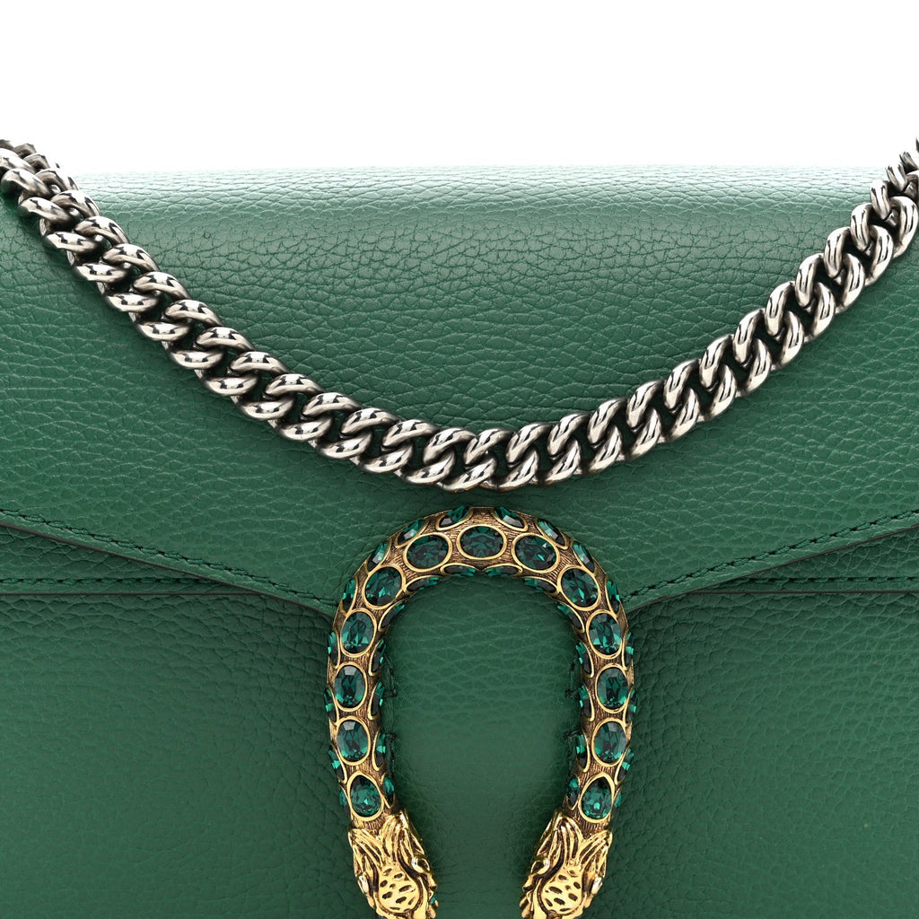 Dollar Calfskin Crystal Small Dionysus Shoulder Bag Emerald