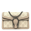 GG Supreme Monogram Textured Dollar Calfskin Super Mini Dionysus Shoulder Bag Beige Mystic White Oatmeal