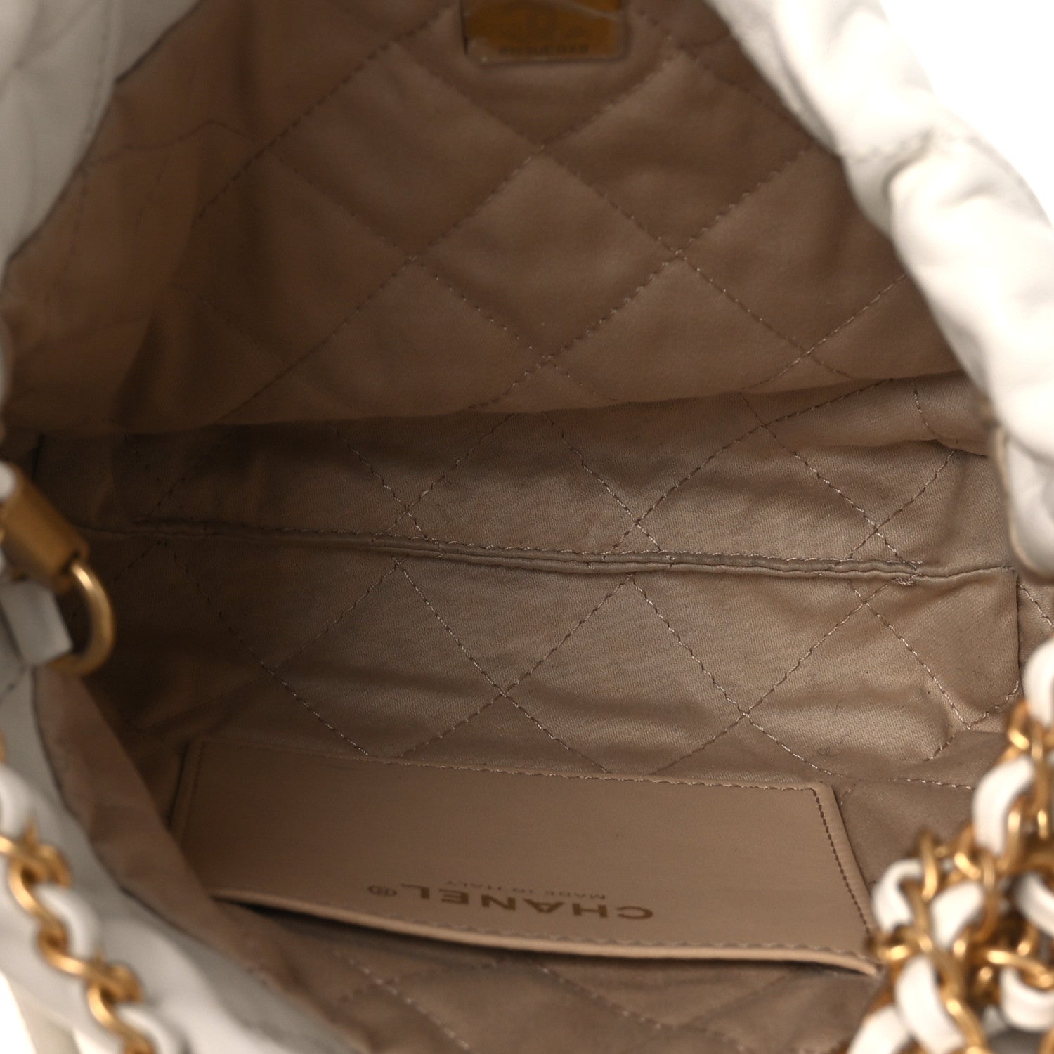 Shiny Calfskin Quilted Mini Chanel 22 White