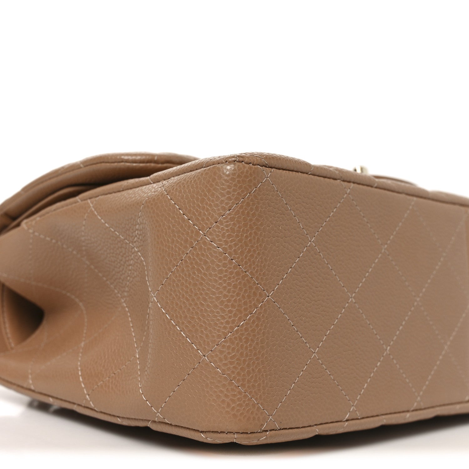 Caviar Quilted Jumbo Double Flap Beige