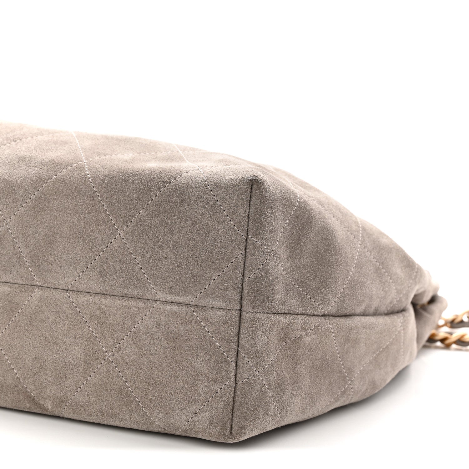 Suede Quilted Large Hobo Dark Grey