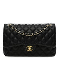 Lambskin Quilted Jumbo Double Flap Black