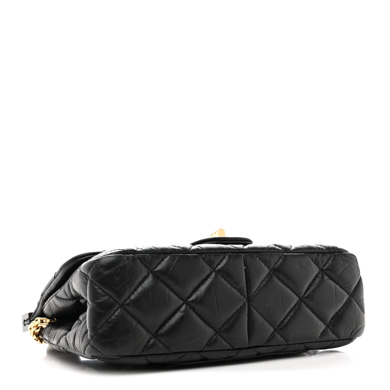 Aged Calfskin Quilted 2.55 Reissue Mini Hanger Flap Black