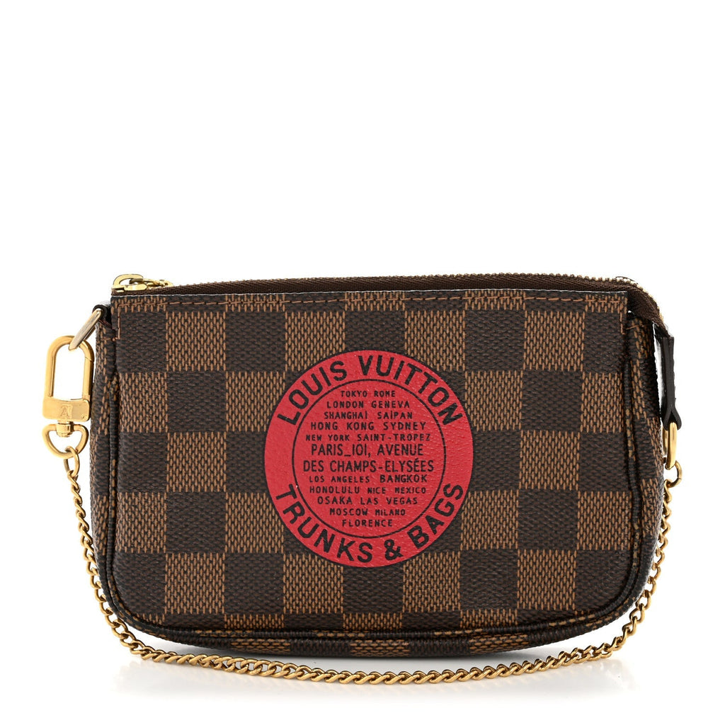 Damier Ebene Complice Trunks and Bags Mini Pochette Accessories Red