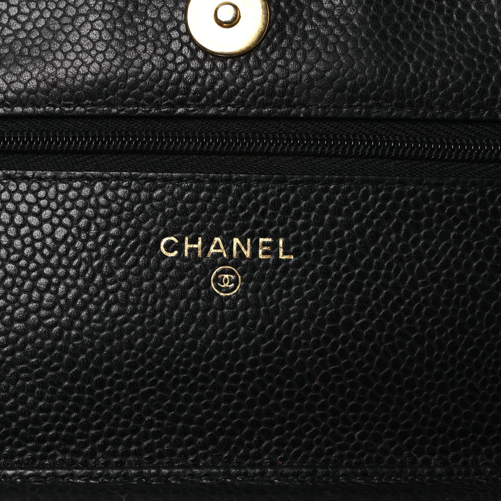 Caviar Quilted Wallet on Chain WOC Black