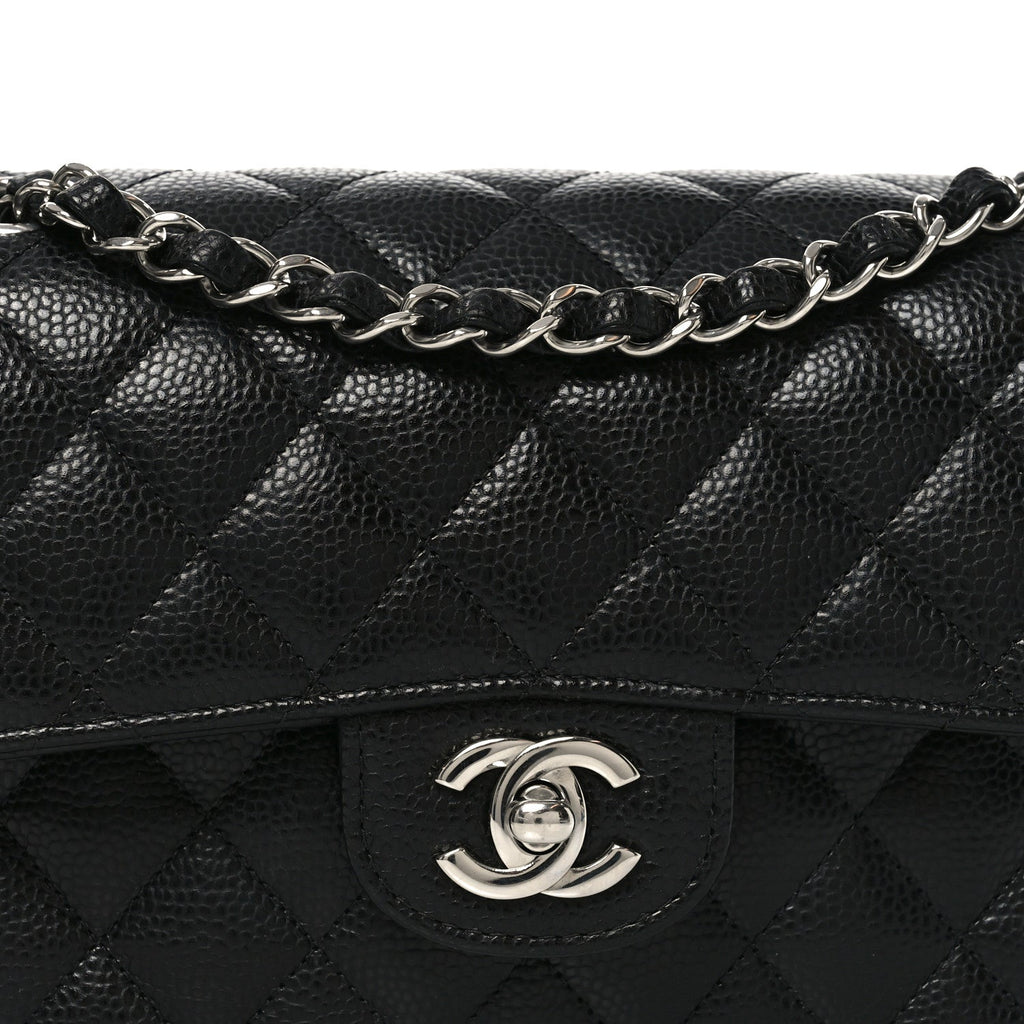 Caviar Quilted Small Double Flap Black