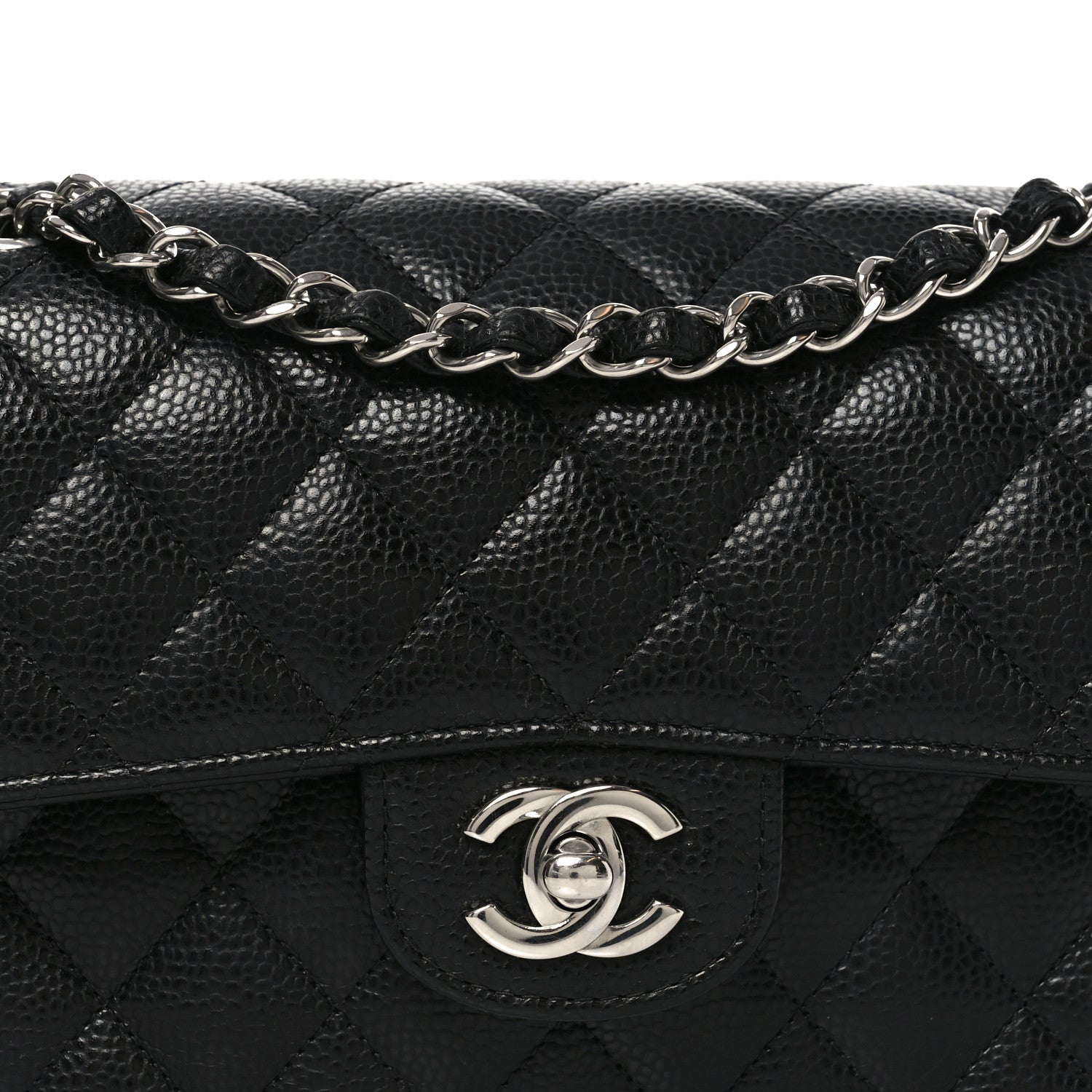 Caviar Quilted Small Double Flap Black