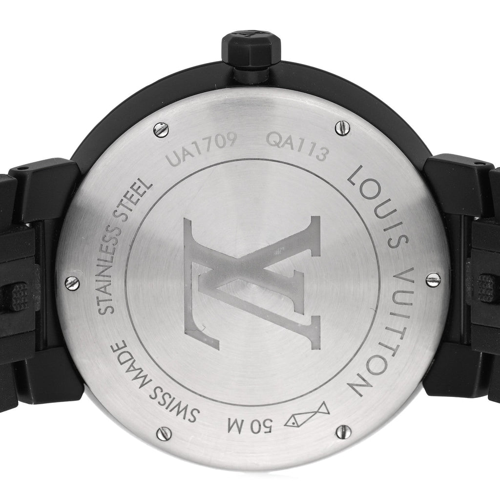 Stainless Steel Rubber 39mm Tambour Slim Rainbow Quartz Watch Black