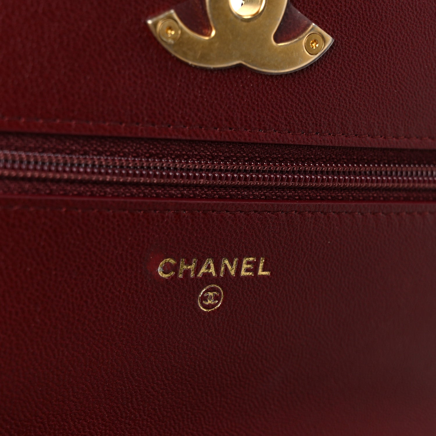 Lambskin Quilted Chanel 19 Wallet On Chain WOC Burgundy