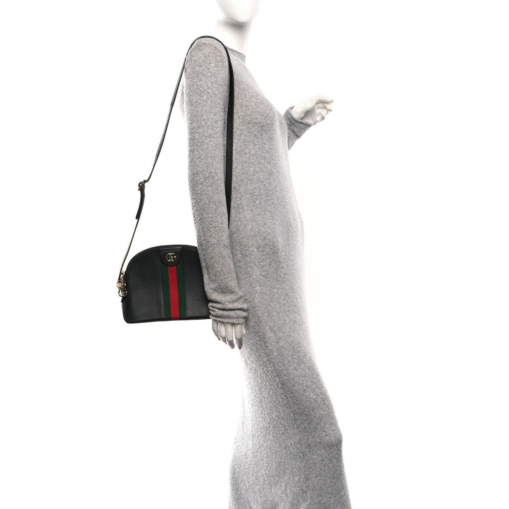 Calfskin GG Web Small Ophidia Dome Shoulder Bag Black