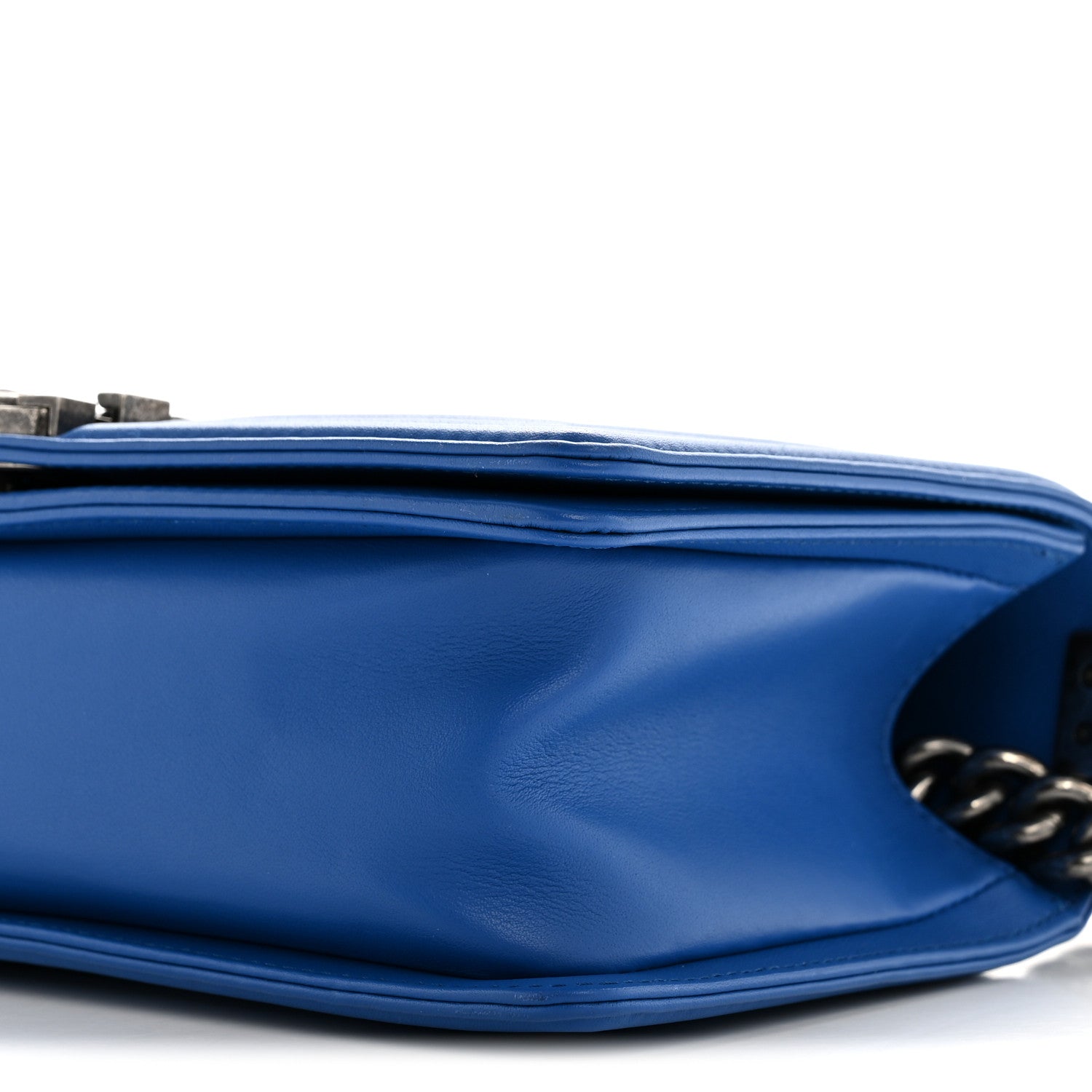 Calfskin Chevron Quilted Medium Boy Flap Blue