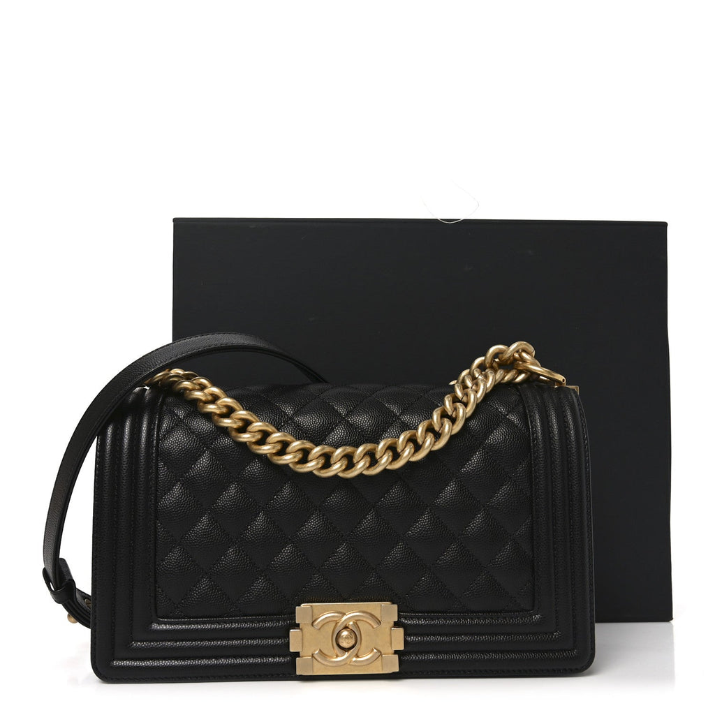 Caviar Quilted Medium Boy Flap Black