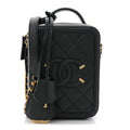 Caviar Quilted CC North South Filigree Vanity Case Black