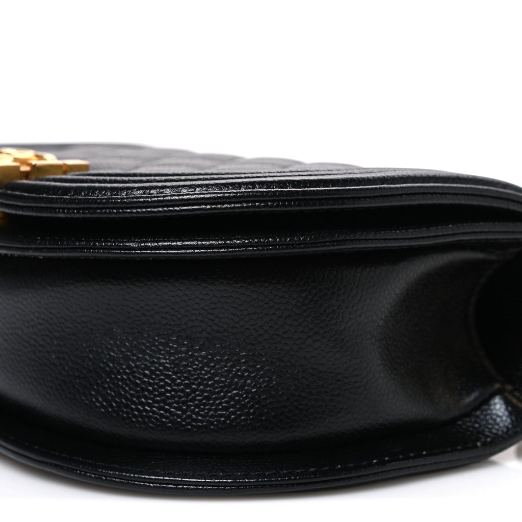 Caviar Quilted Small Boy Messenger Bag Black