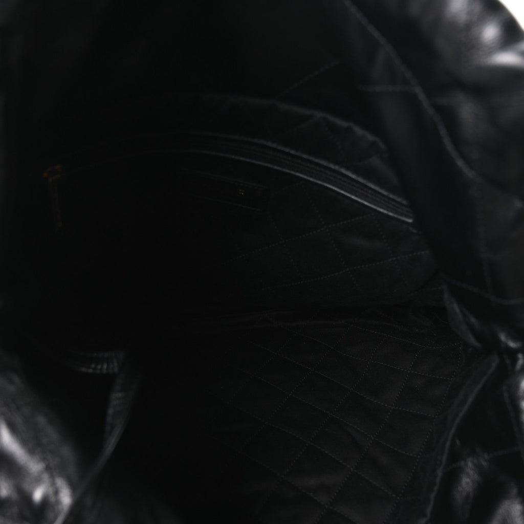 Shiny Calfskin Quilted Small Chanel 22 Black