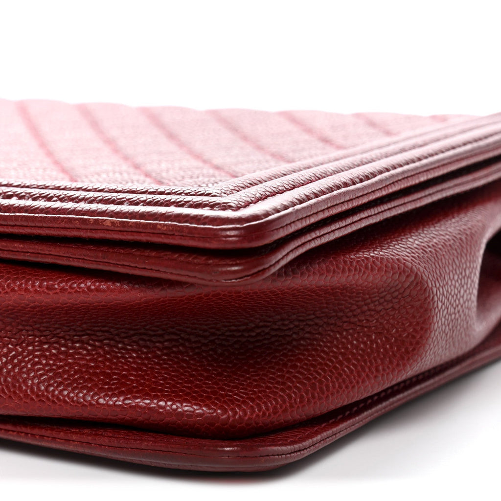 Caviar Quilted Large Boy Flap Dark Red
