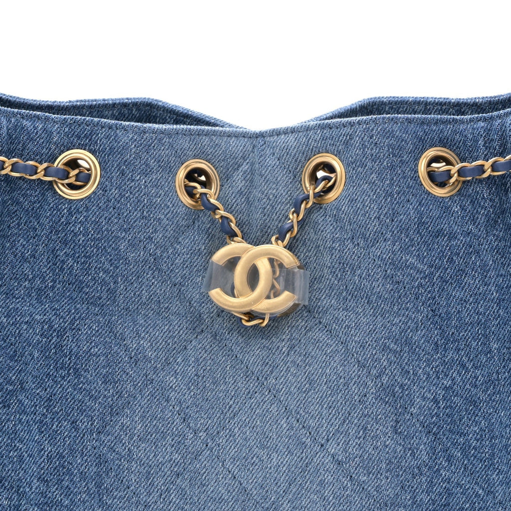 Washed Denim Quilted Mini Chanel 25 Handbag Blue