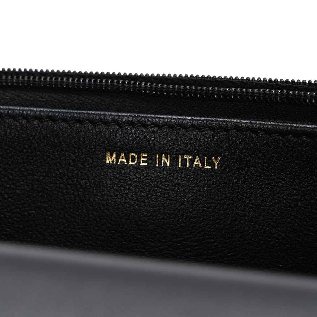 Lambskin Quilted Lion Motif Wallet On Chain WOC Black