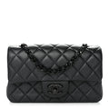Lambskin Quilted Mini Rectangular Flap So Black