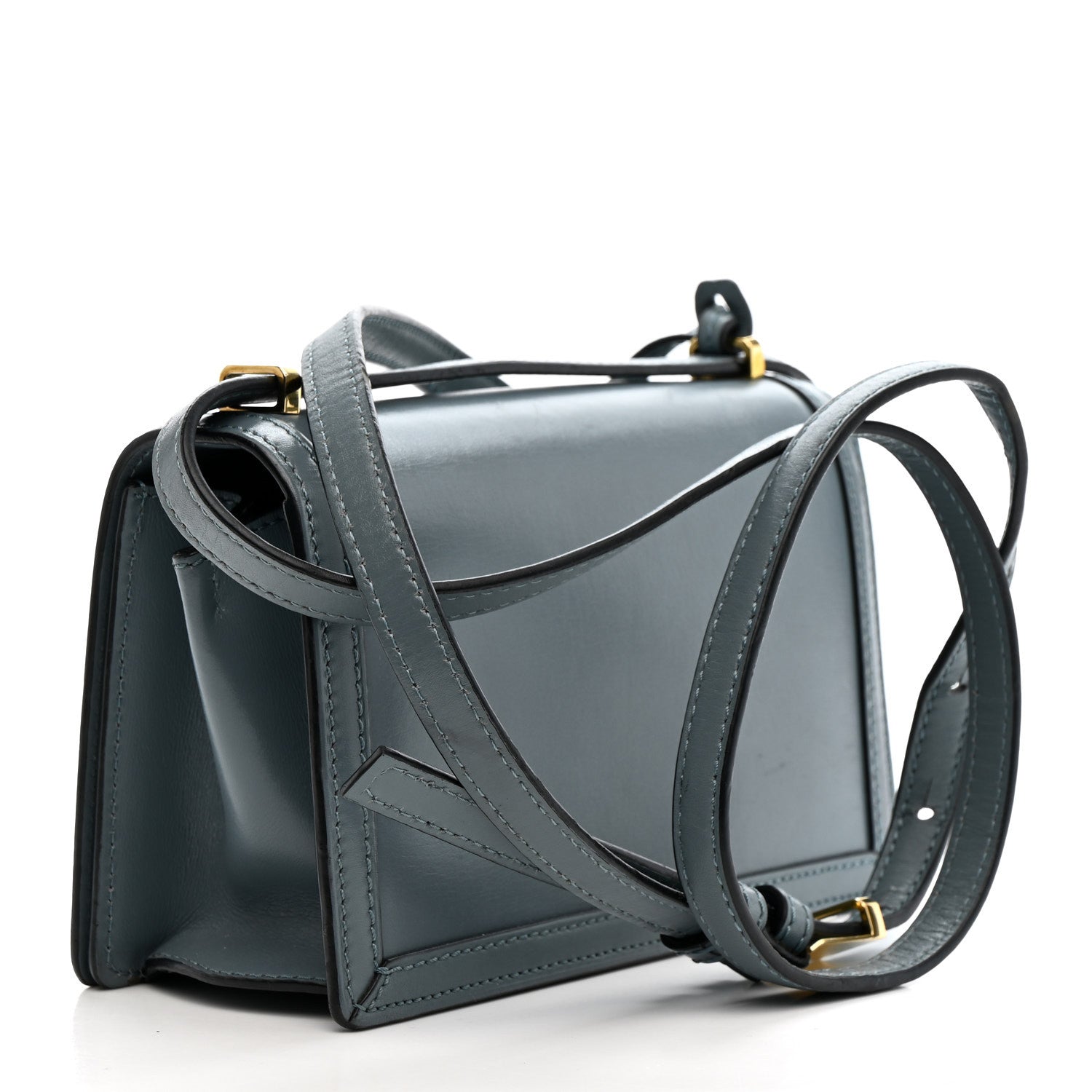 Calfskin Mini Barcelona Shoulder Bag Stone Blue