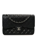 Caviar Quilted Jumbo Double Flap Black
