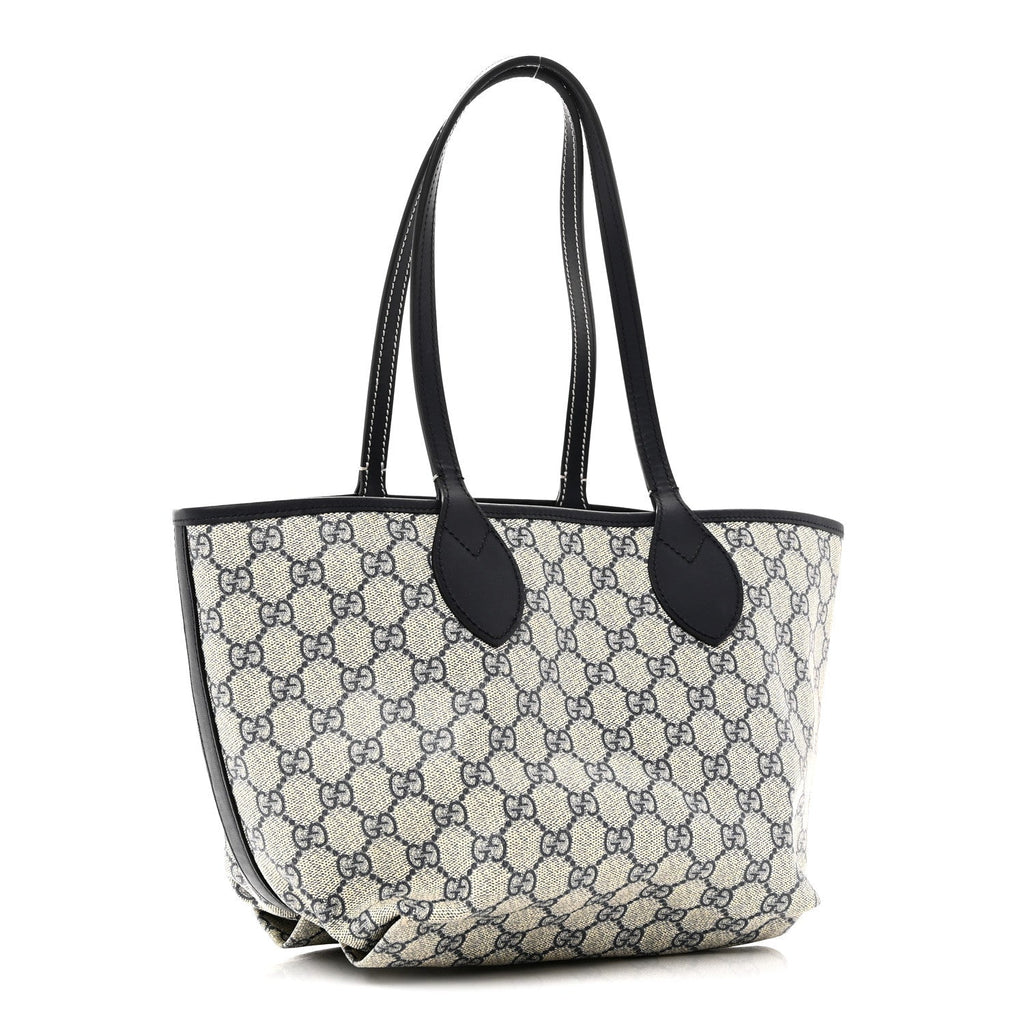 GG Supreme Monogram Denim Small Totissima Reversible Tote Beige Blue