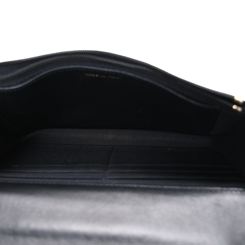 Lambskin Quilted Lion Motif Wallet On Chain WOC Black