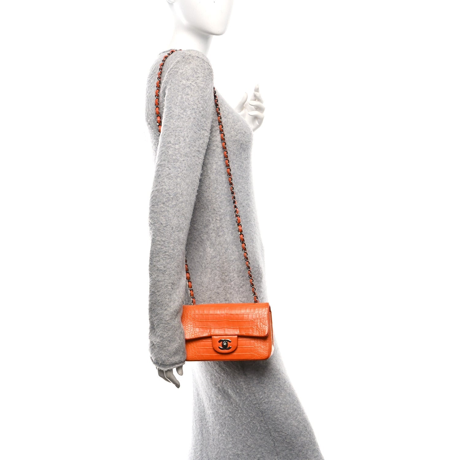 Alligator Mini Rectangular Flap Orange
