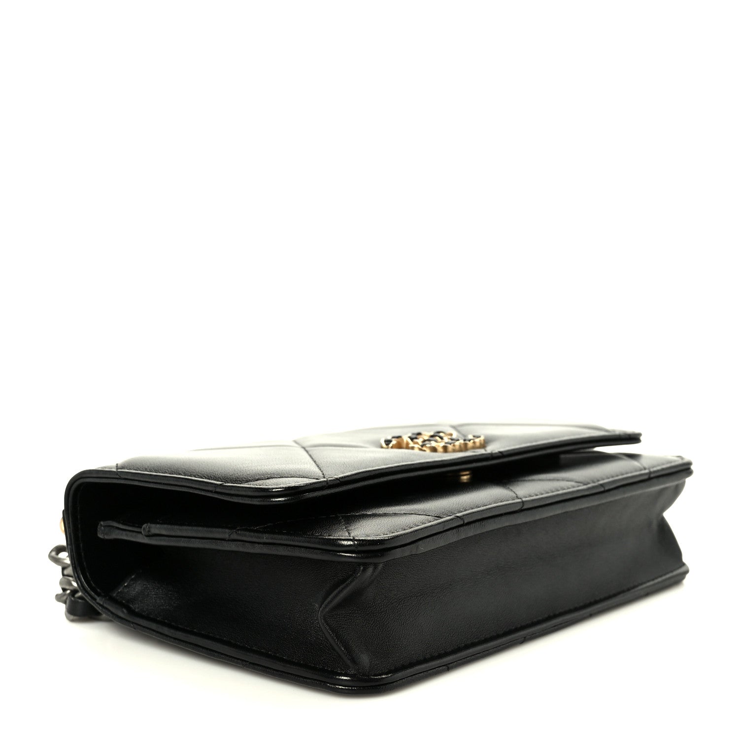 Lambskin Quilted Chanel 19 Wallet On Chain WOC Black