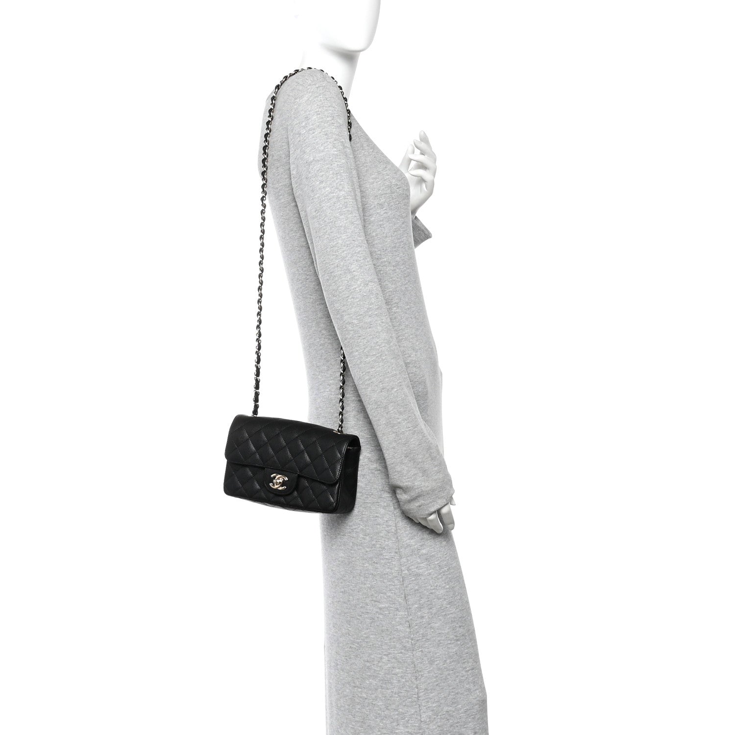 Caviar Quilted Mini Rectangular Flap Black