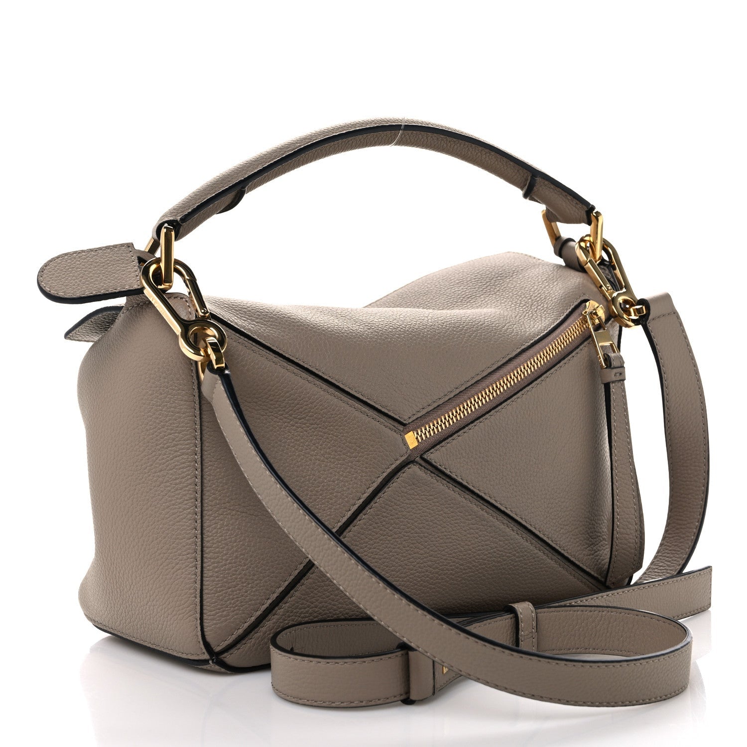 Grained Calfskin Small Puzzle Bag Sand