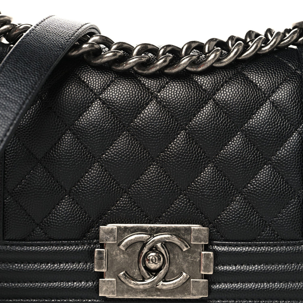 Caviar Quilted Small Boy Flap Black