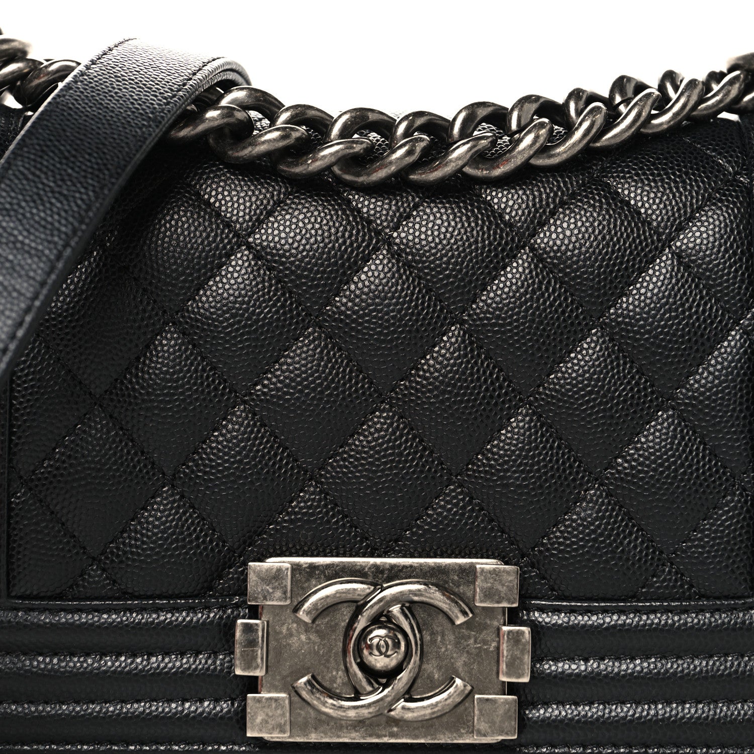 Caviar Quilted Small Boy Flap Black