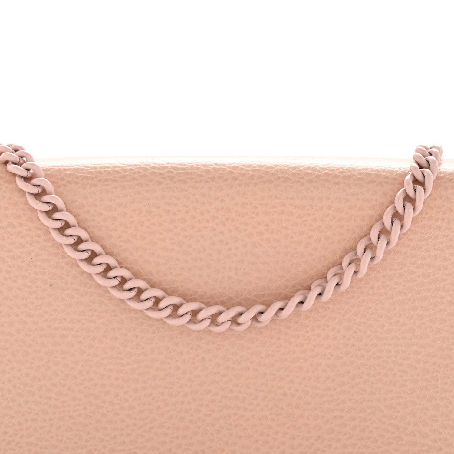 Dollar Calfskin Enamel Monochrome Mini GG Marmont Chain Wallet Perfect Pink
