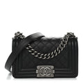 Caviar Quilted Small Boy Flap Black