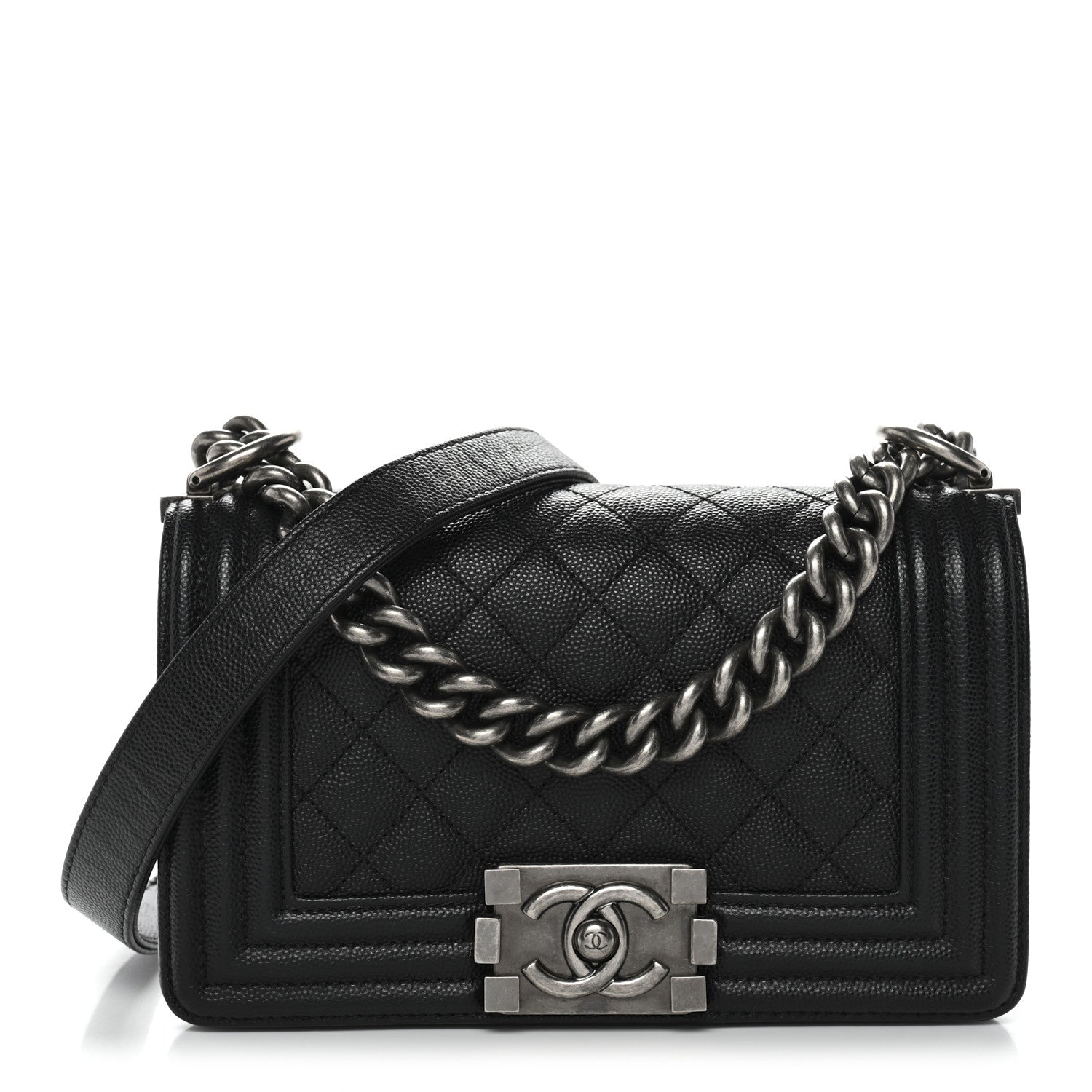 Caviar Quilted Small Boy Flap Black