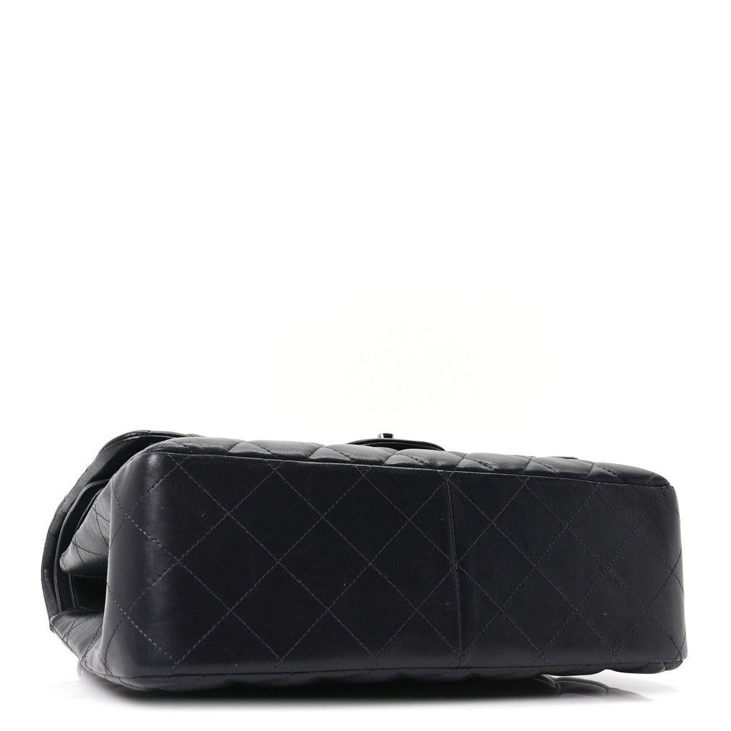 Lambskin Quilted Jumbo Double Flap Navy
