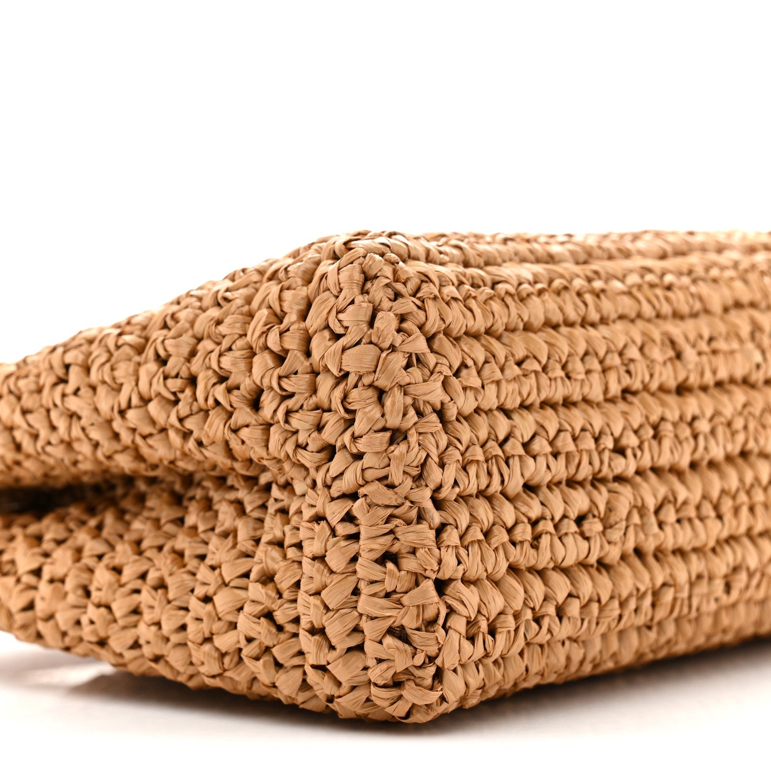 Braided Raffia Nano Kelly Flap Bag Dark Beige