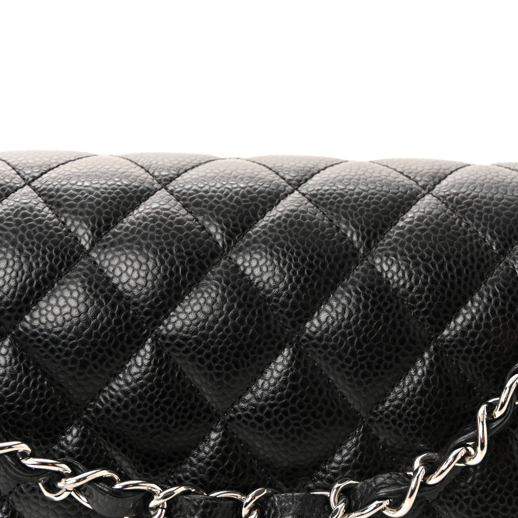 Caviar Quilted Medium Double Flap Black