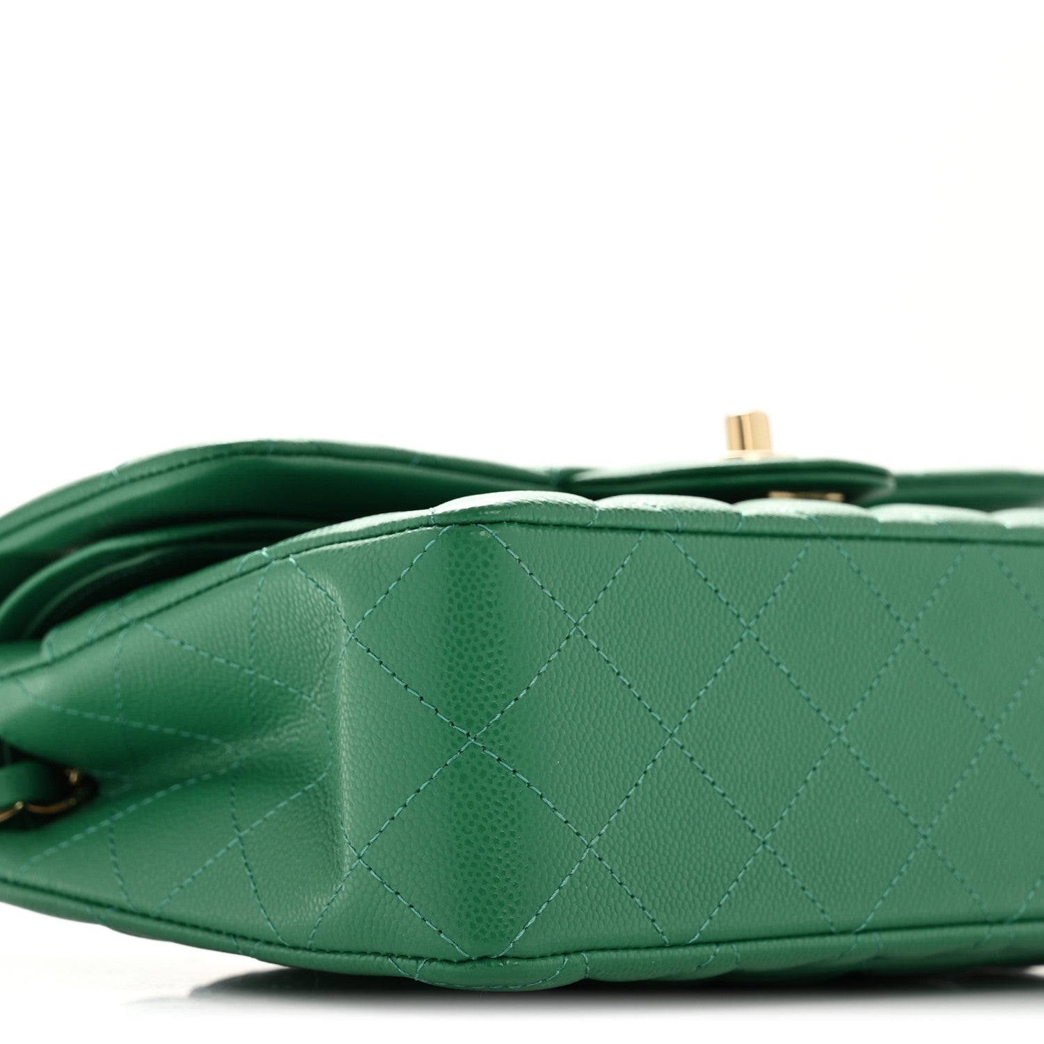 Caviar Quilted Small Double Flap Green