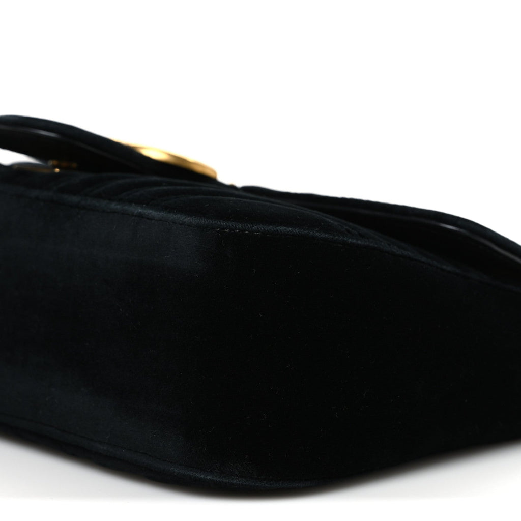 Velvet Matelasse Small GG Marmont Shoulder Bag Black
