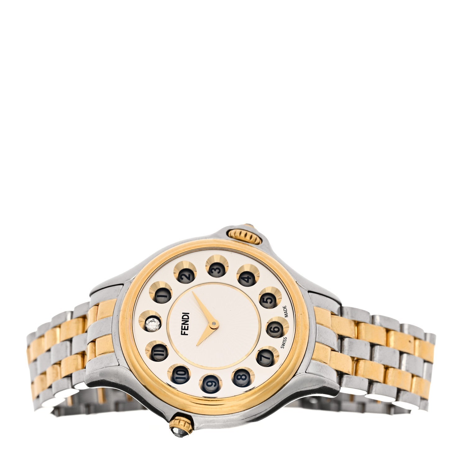 Stainless Steel Diamond Topaz 38mm Crazy Carats Two Tone Quartz Watch Silver