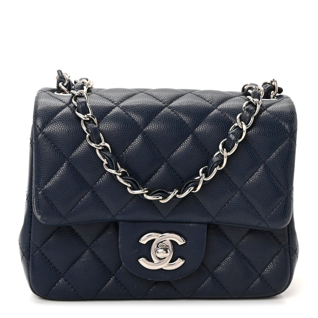 Caviar Quilted Mini Square Flap Navy