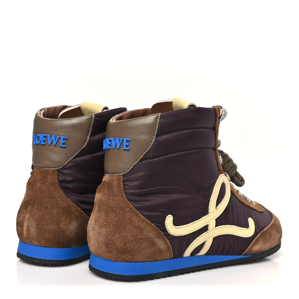 Nylon Suede Flow Runner 2.0 High Top Sneakers 37 Brown Yellow Blue