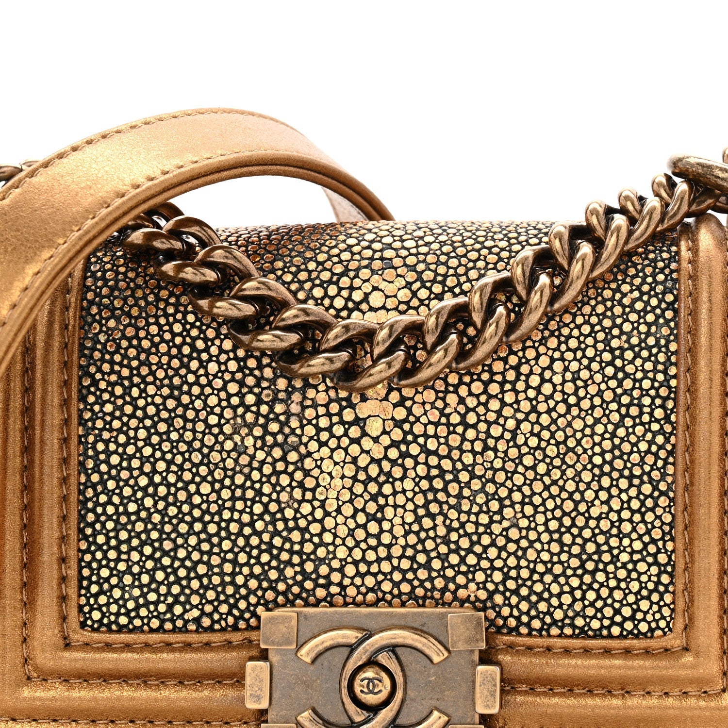 Galuchat Stingray Mini Boy Flap Gold