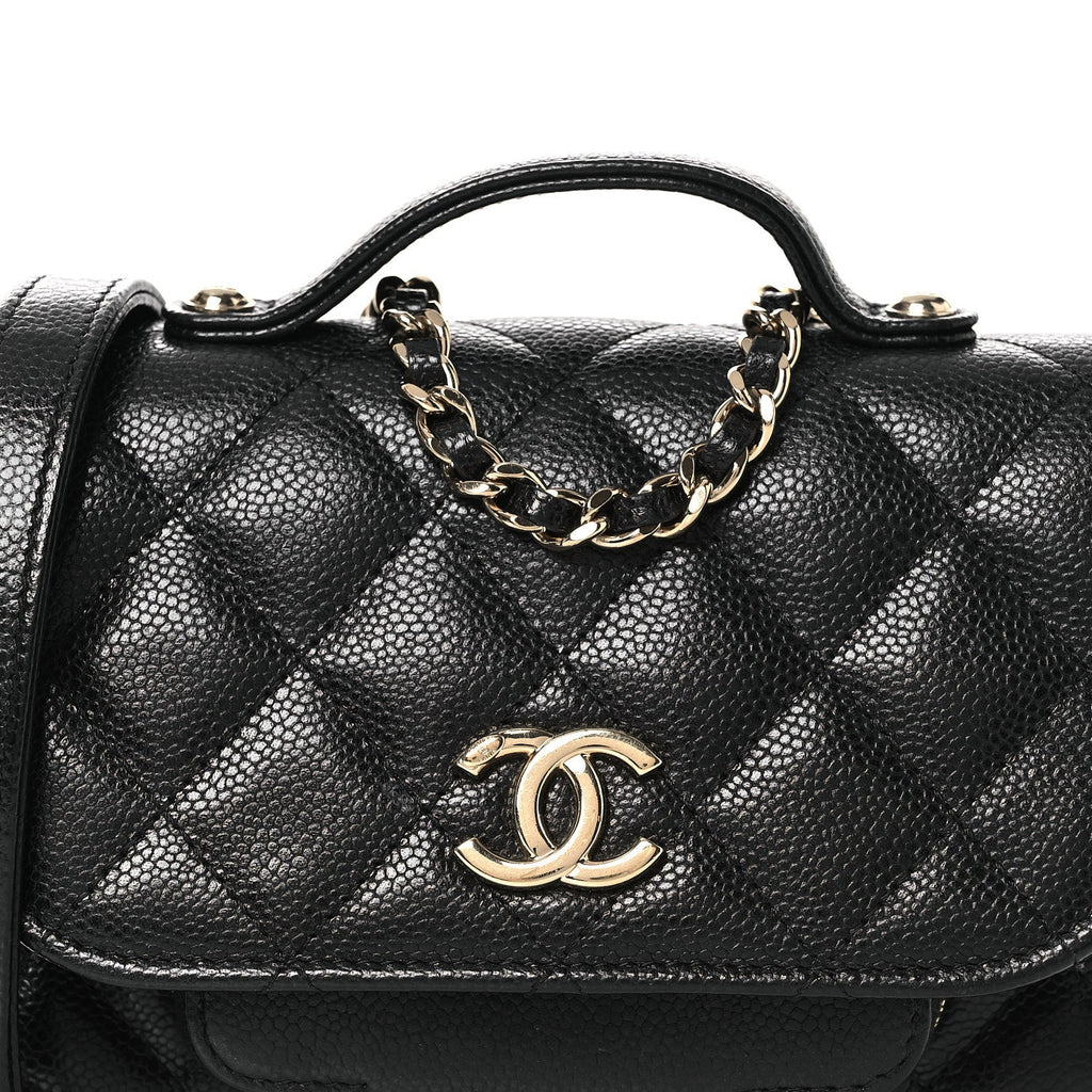 Caviar Quilted Business Affinity Clutch With Chain Black